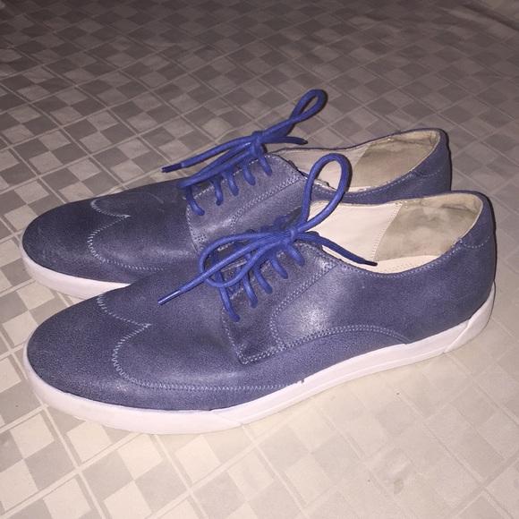 blue shoes with white sole